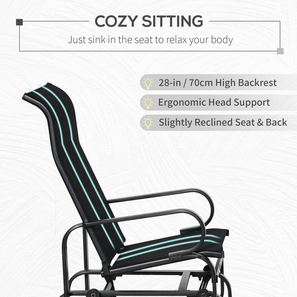 Fauteuil à bascule en tissu mesh respirant, noir