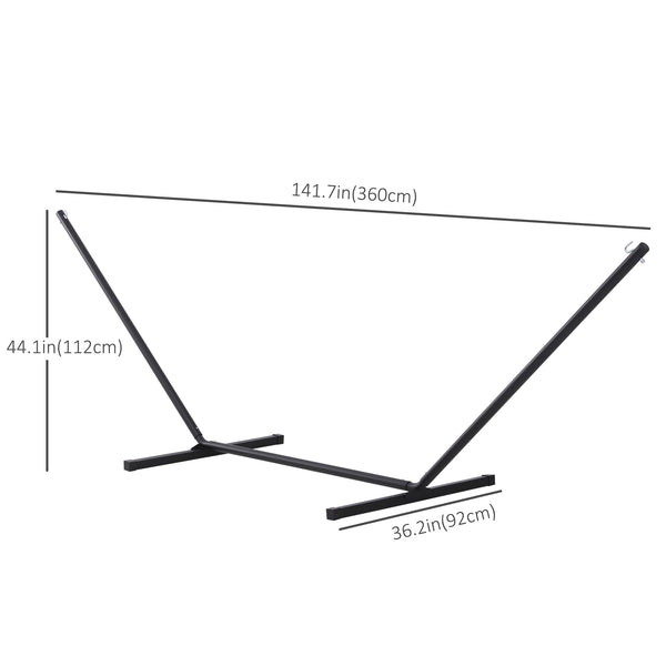 Support de hamac extra long de 11,8 pi de long, robuste, cadre en métal, installation simple, noir