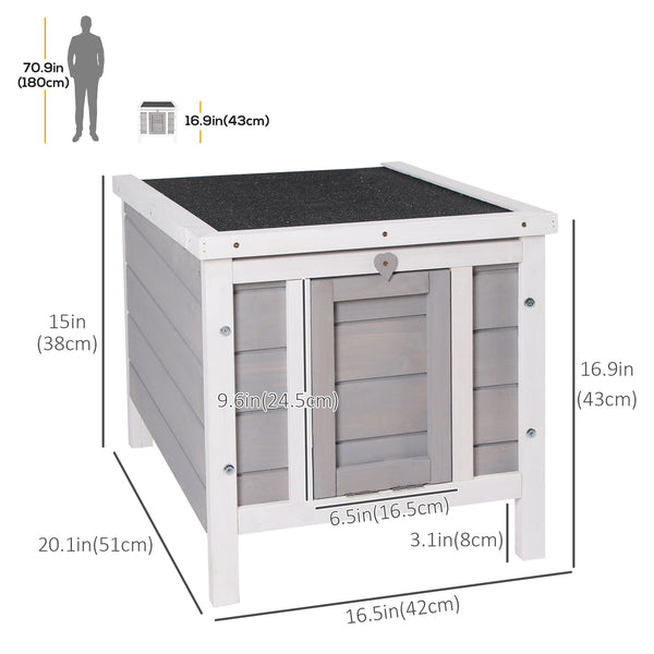 Wooden hutch with waterproof and openable asphalt roof, grey