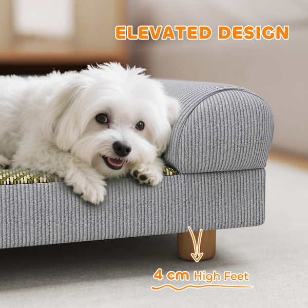 Elevated sofa for small dogs, grey