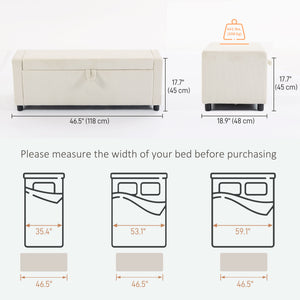 Tufted corduroy storage ottoman with thick padding, beige