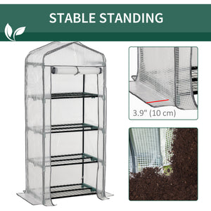 Portable outdoor greenhouse with 4 shelves and steel frame