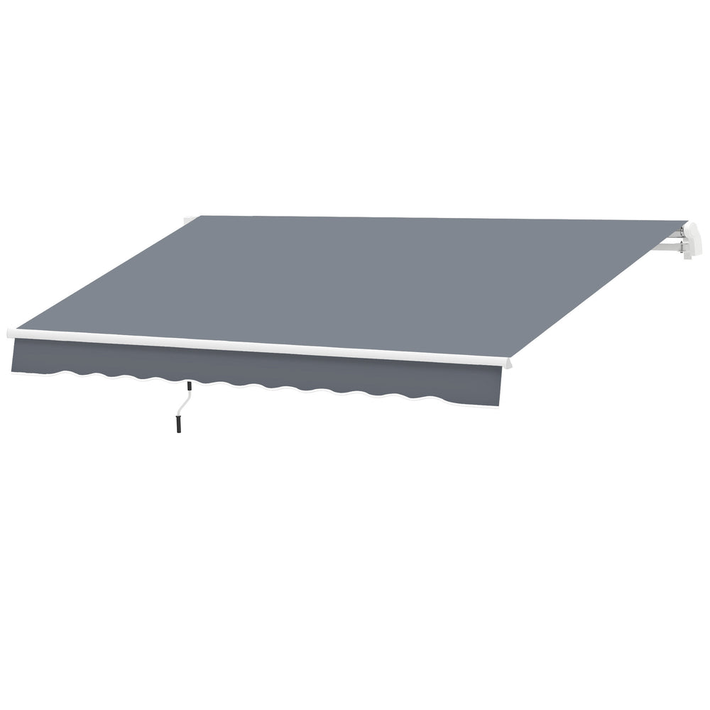 10' x 8' Manual Retractable Awning, Sunhade Shelter Canopy UV Protection for Window Door Patio Deck Yard, Dark Grey