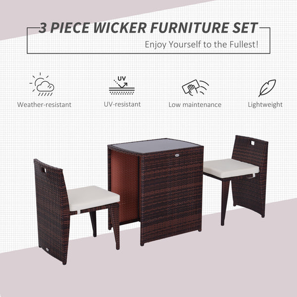 Ensemble de salle à manger d'extérieur 3 pièces en résine tressée