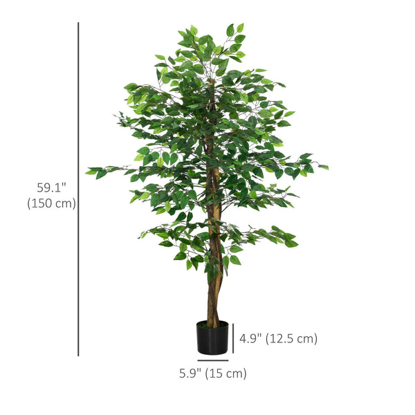 Artificial Ficus, 1.5m tall, artificial indoor plant with pot, for interior decoration