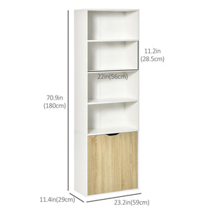 Bibliothèque ouverte à 4 niveaux avec portes pour salon, salle de bain, bureau, chêne