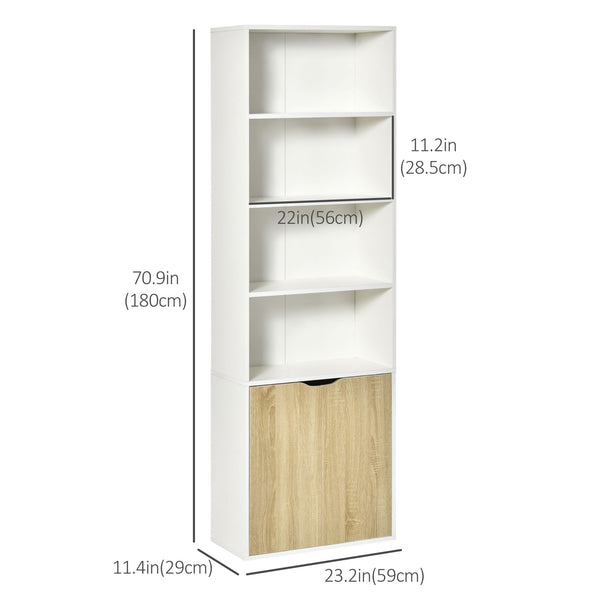 Bibliothèque ouverte à 4 niveaux avec portes pour salon, salle de bain, bureau, chêne