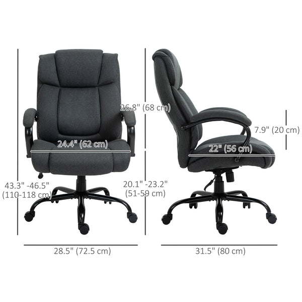 Chaise de bureau grande capacité avec assise large, ressorts ensachés et fonction bascule – Gris charbon