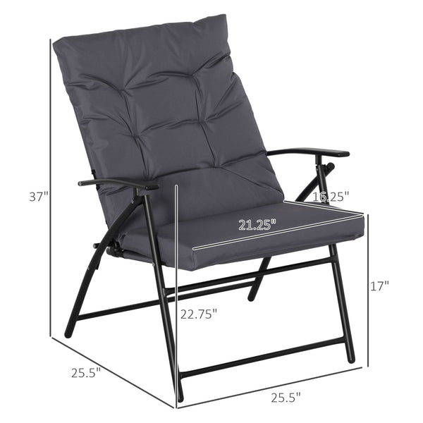 Ensemble de 2 chaises pliantes d'extérieur avec dossier réglable, grises