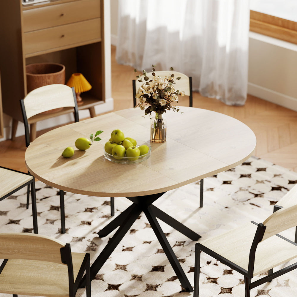 Table de salle à manger extensible avec rallonge papillon, en bois naturel