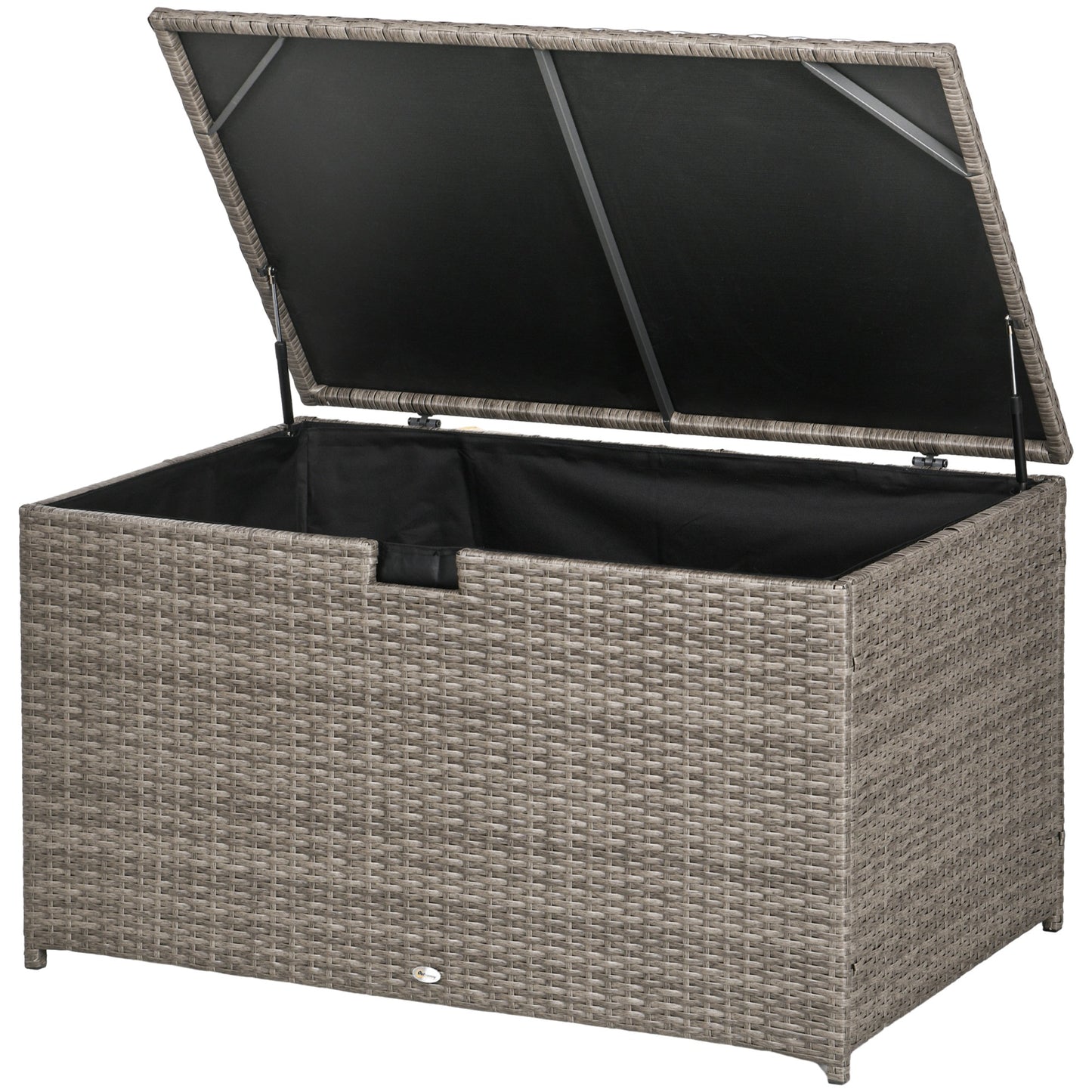 Coffre de rangement extérieur 113 gallons en rotin, gris mélangé