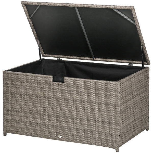 Coffre de rangement extérieur 113 gallons en rotin, gris mélangé