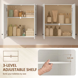 Armoire murale de salle de bain avec 2 portes et tablettes ajustables, blanc