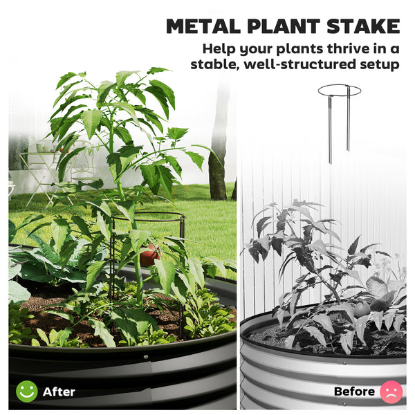 Jardinière d'extérieur surélevée galvanisée avec tuteur en métal, noire