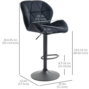 Set of 2 armless bar stools, black