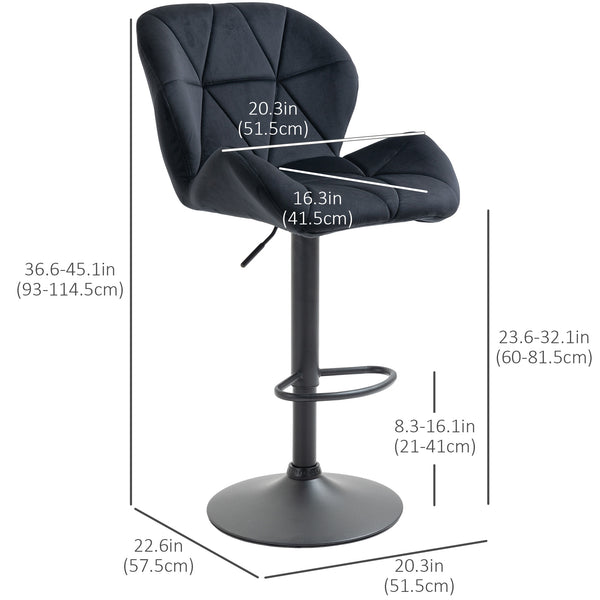 Set of 2 armless bar stools, black