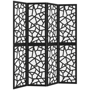 Folding screen with 4 panels, 1.70 m, lightweight and opaque, geometric pattern, black