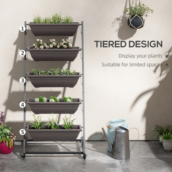 Jardinière verticale surélevée à 5 niveaux avec 5 bacs