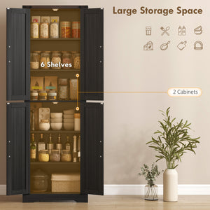 72-inch Farmhouse Style Storage Cabinet with Adjustable Shelves for Dining Room, Black