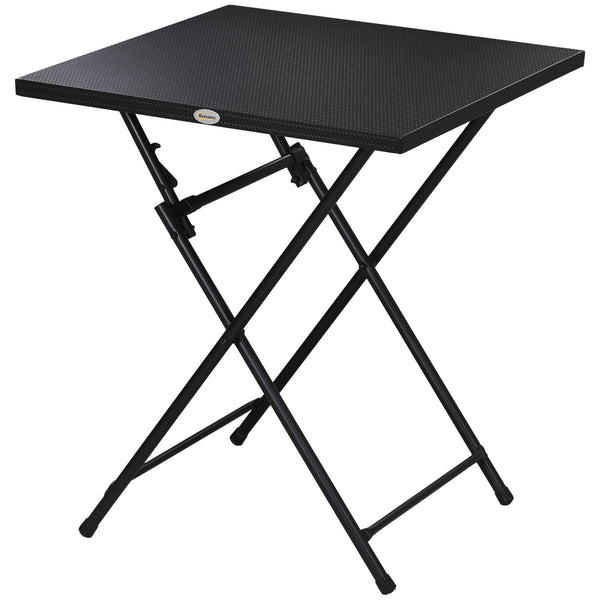 Table basse pliante carrée avec plateau en métal, noire