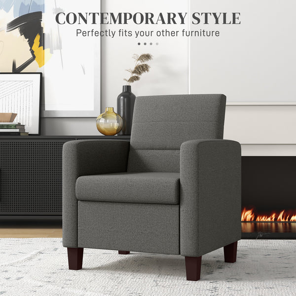 Fauteuil en tissu avec coussin d'assise et patins antidérapants, gris foncé