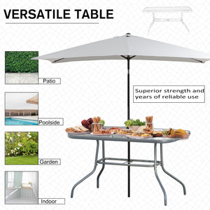 Table de jardin en métal avec trou pour parasol