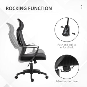 Chaise de bureau en maille ergonomique avec appui-tête réglable, noir