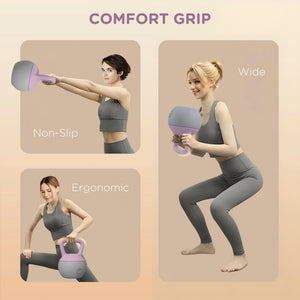 Soozier 22 lb Soft Kettlebell, Sand Filled Weight with Grip Handle, Kettlebell Weight for Full Body Workout, Purple