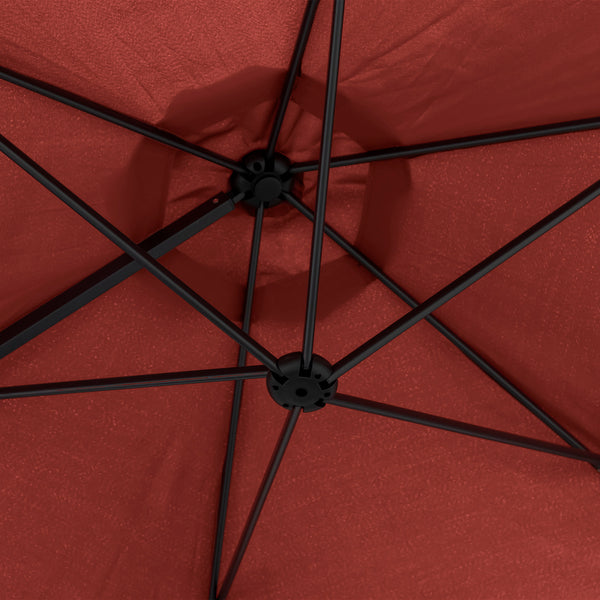 Parasol de terrasse déporté 8,5 pieds avec rotation à 360° avec base croisée, rouge vin