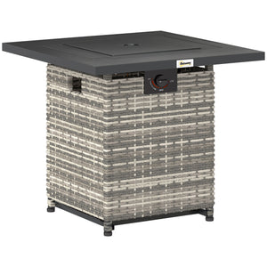Table de foyer au propane de 71 cm (28 po) au gaz en rotin de 40 000 BTU avec housse de pluie, couvercle en maille, pierre de lave, gris mélangé