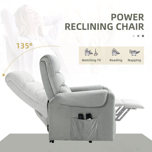 Fauteuil releveur inclinable massant avec 8 points de vibration, gris