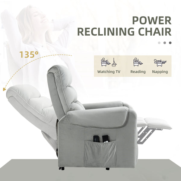 Fauteuil releveur inclinable massant avec 8 points de vibration, gris