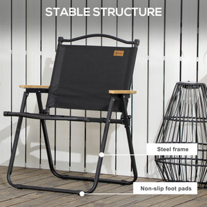 Camping Chair, Lightweight Folding Chair, Portable Armchair, Excellent for Festivals, Fishing, Black