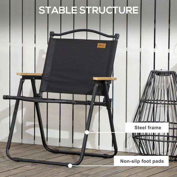 Camping Chair, Lightweight Folding Chair, Portable Armchair, Excellent for Festivals, Fishing, Black