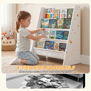 Bibliothèque pour enfant à 4 niveaux avec présentoir ouvert pour livres