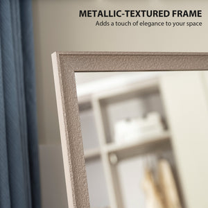 Full length rectangular mirror with frame, on stand, silver bronze color