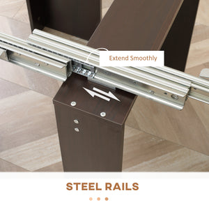 Extendable dining table, extendable kitchen table for small spaces, seats up to 6, dark brown