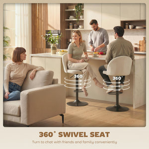 Ensemble de 2 tabourets de bar pivotants avec repose-pieds, blanc crème
