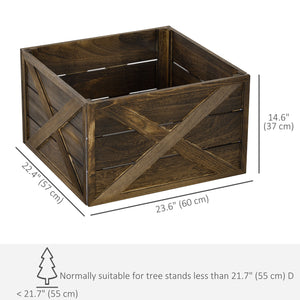 Cache-sommier de 61 cm pour sapin de Noël avec finition en bois vieilli foncé