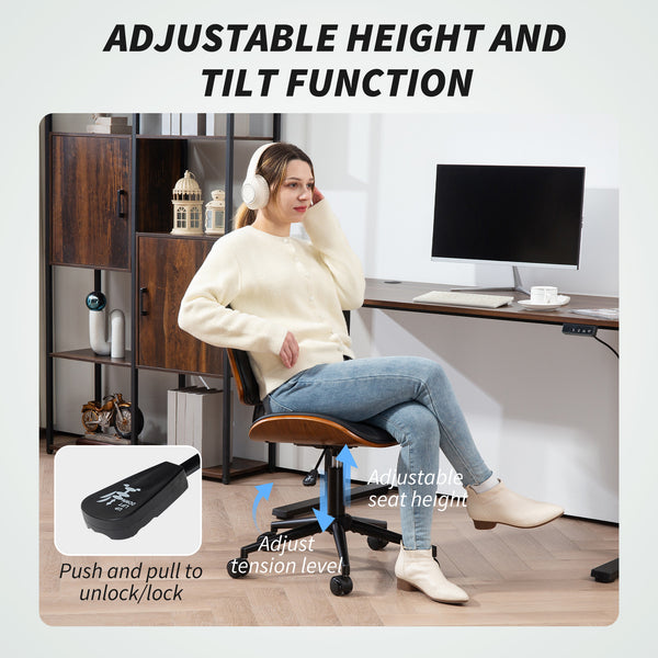 Chaise de bureau en cuir synthétique, hauteur réglable, pivotante, noire