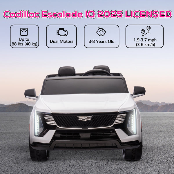 Cadillac Escalade 12V, voiture électrique pour enfants sous licence, avec télécommande, blanc