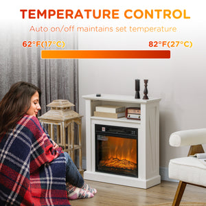 27-inch Freestanding Electric Fireplace with White Mantel, 1400W