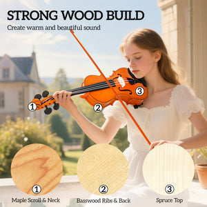 Violon 4/4 pleine grandeur avec archet, étui, colophane et épaulière