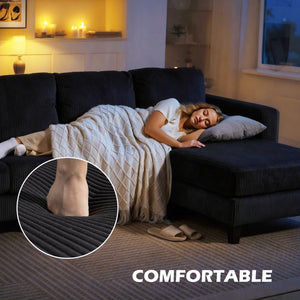 Canapé en L avec méridienne et coussin à ressorts pour salon ou chambre, gris anthracite