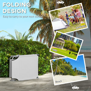 2Pcs Outdoor Lounge Chair, Adjustable Folding Chaise Lounge with Sun Shade for Beach, Camping, Hiking, Light Grey