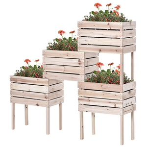 Lot de 4 bacs surélevés en bois pour jardin