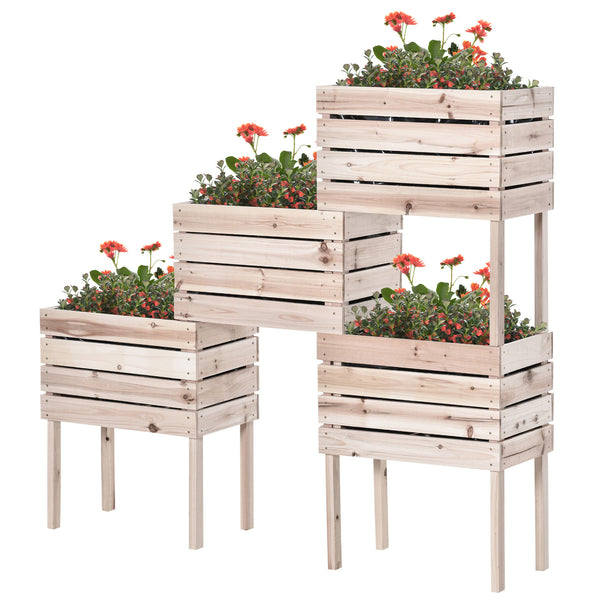 Lot de 4 bacs surélevés en bois pour jardin