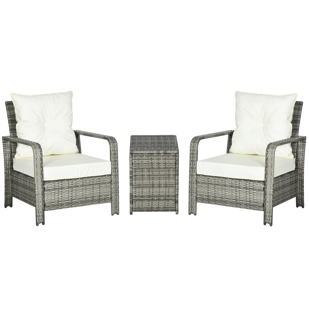 Ensemble de mobilier de jardin 3 pièces en résine tressée, beige