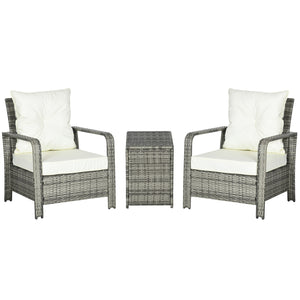 Ensemble de mobilier de jardin 3 pièces en résine tressée, beige