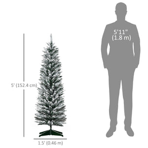 Sapin de Noël artificiel de 5 pieds de haut avec branches enneigées